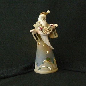 Santa Candle Holder, Ceramic Santa Candle Holder, Christmas Candle Holder, Votive Candle Holder, Pottery Santa Votive Holder