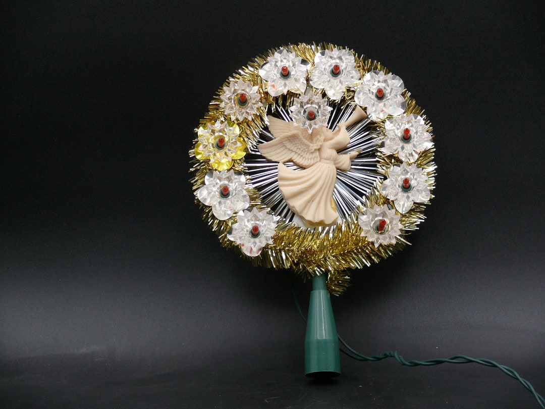 8 in Angel Tree Topper Wreath, Lighted Tinsel Wreath Tree Topper