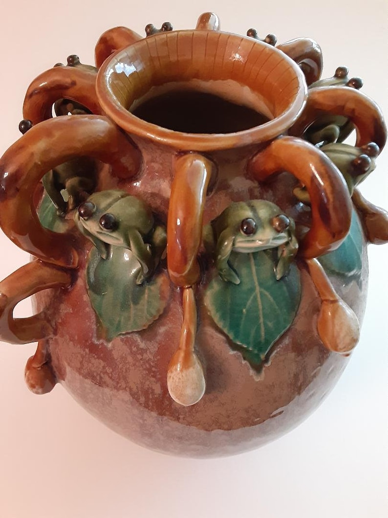 Frog Vase Majolica Vintage Frog Vase Etsy