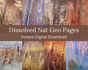 Dissolved Nat Geo Pages, Téléchargement instantané imprimable, Page de journal d'art, Documents de fond, Art des médias mixtes