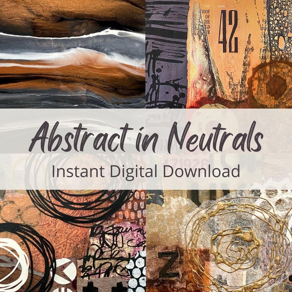 Abstracts in Neutrals Digital Collage Paper, Instant Download Printable, Art Journal Page, Mixed Media Art