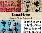 Dance Moves Digital Collage Paper: Art Journal, Mixed Media (PDF)