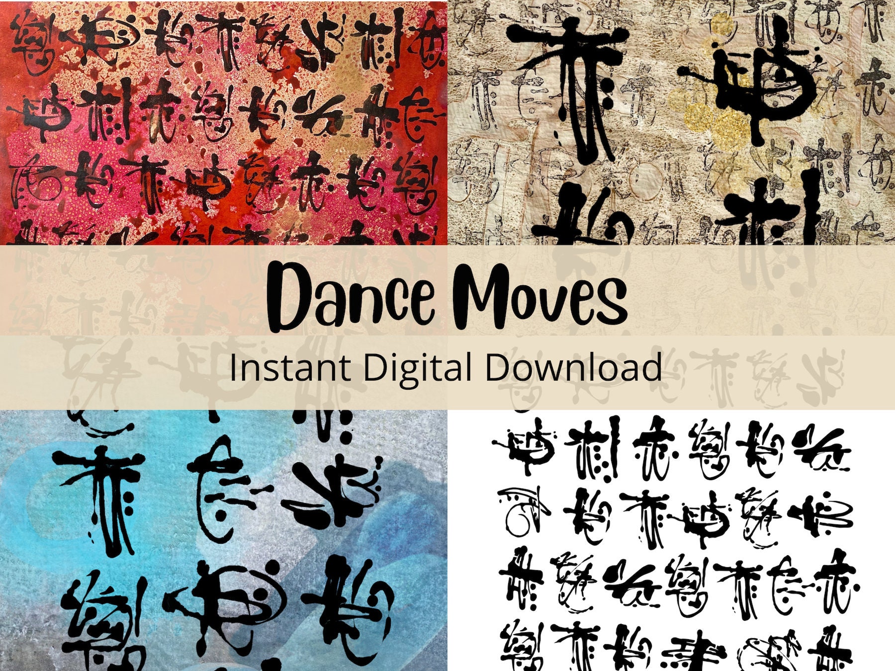 Dance Moves: Digital Collage Paper, Instant Download Printable, Art Journal Page, Mixed Media Art Paper