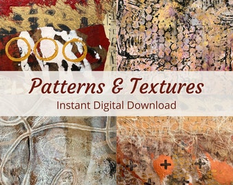 Patterns & Textures #1 : Papier de collage numérique, Téléchargement instantané imprimable, Page de journal d'art, Papier d'art mixte