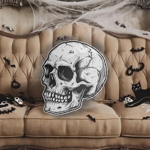 Custom Shaped Skull Pillow, Anatomical Skeleton Skull, Halloween Goth Home Decor, Decorative Skull Pillow, Spooky Skulls Bed Pillow Gift