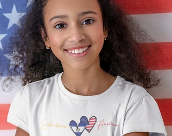 Camisa salvadoreña americana / Camisa de mujer de El Salvador / Camisa linda de El Salvador / Camisa de raíces salvadoreñas / Regalo de El Salvador / Regreso a la escuela