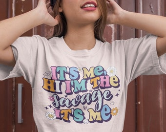 It's Me Hi I'm The Savage It's Me Pink Bella + Canvas T-Shirt, New Album Shirt For Fans, Cute Shirt for 2023 Swiftie Concert, Savage Swag