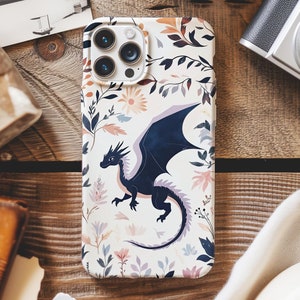 Funda de teléfono con diseño de dragón de fantasía y libros para iPhone Pixel Galaxy, funda de teléfono Boho Wildflowers Cottagecore, funda de teléfono Fantasy Book Lover Fairytale