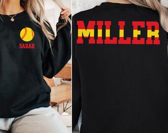 Custom Softball Player Sweatshirt, Personalized Softball Name Sweatshirt, Gift for Softball Mom, Personalized Game Day Softball Mama Shirt