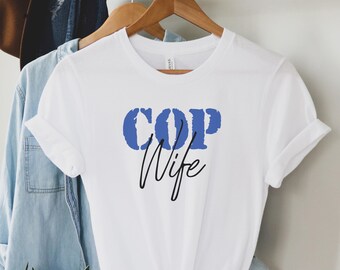 Polisfru-t-shirt, polisfru-t-shirt, polisfru-t-shirt för kvinnor, polisfru-t-shirt, jubileumsjulklapp till polisfru, söt t-shirt för första hjälpen