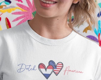 Americano holandês camiseta de <br> Entrega Rápida? A camisa das mulheres holandesas | Países Baixos bonitos Camiseta de <br> Entrega Rápida? Raizes holandesas camiseta de <br> Entrega Rápida? Presente Holanda | Camisa de volta às aulas