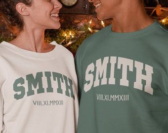 Benutzerdefinierte römische Zahl Sweatshirt | Passender Pullover | Paar-Shirt | Valentinstag und Weihnachtsgeschenk | Jubiläumsdatum | Hochzeit Brautpaar