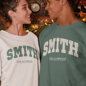 Custom Roman Numeral Sweatshirt | Matching Sweater | Couple Shirt | Valentines Day And Christmas Gift | Anniversary Date | Wedding Newlyweds