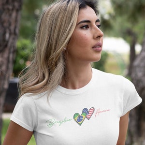 Brazilian American Shirt | Brazil Women&#39;s Shirt | Cute Brazil Shirt | Brazilian Roots Shirt | Brazil Gift | Back to School Shirt