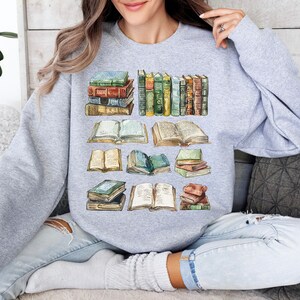 Vintage Book Sweatshirt, Literary Adventure sweater, Watercolor Distressed hoodie, Book Lover Gift, Retro Reading Apparel, Nostalgic Fashion