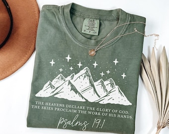Heavens Declare the Glory of God shirt, Comfort Colors Women&#39;s tshirt, Christian apparel, Chuch Gift, Gift For Christian, Faith Psalms shirt