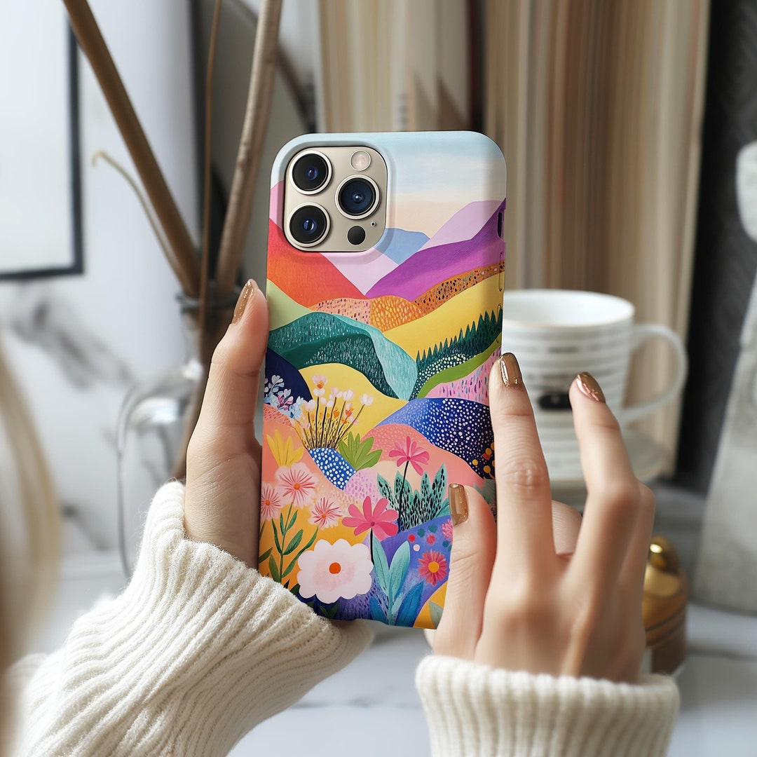 Artistic Abstract Mountain Art Phone Case, Colorful Art Phone Case ...