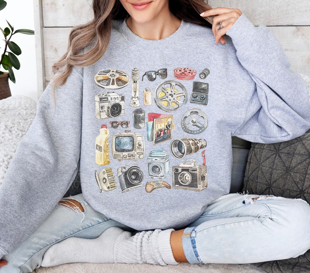 Sweatshirt Unisexe Motif Cinéma Rétro - Coupe Classique, 241g - Coton Doux - Idée Cadeau Simple Et Tendance