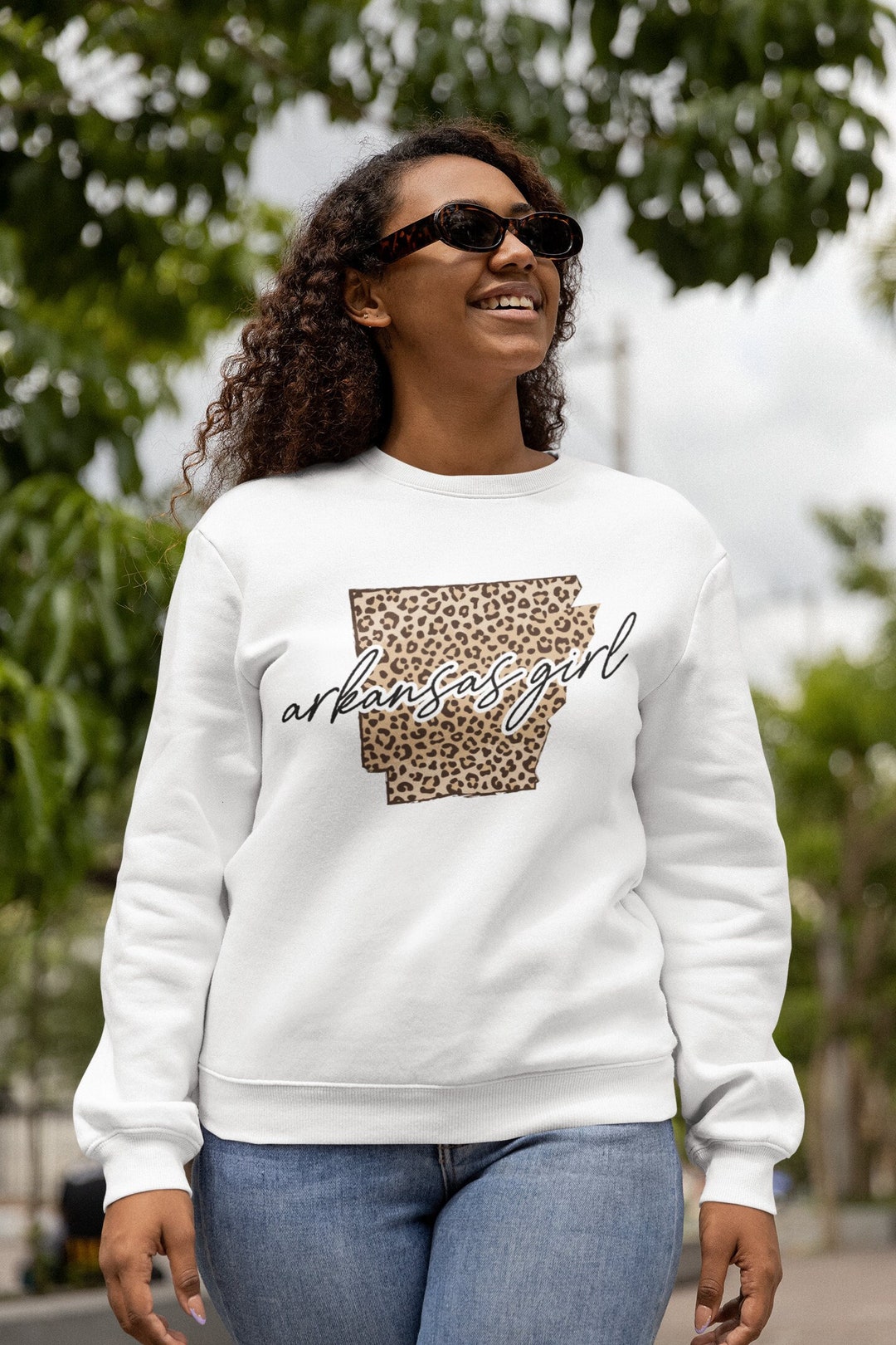 Leopard Arkansas Girl Script Sweatshirt, Cheetah Arkansas State ...