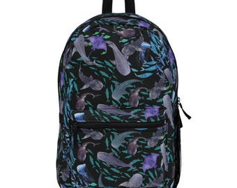 Whale Shark Backpack - Students, Commuters, Vibrant School Bag, Multiple Compartments,  Padded Straps, Adventure, Ocean Lovers, Diver Gift