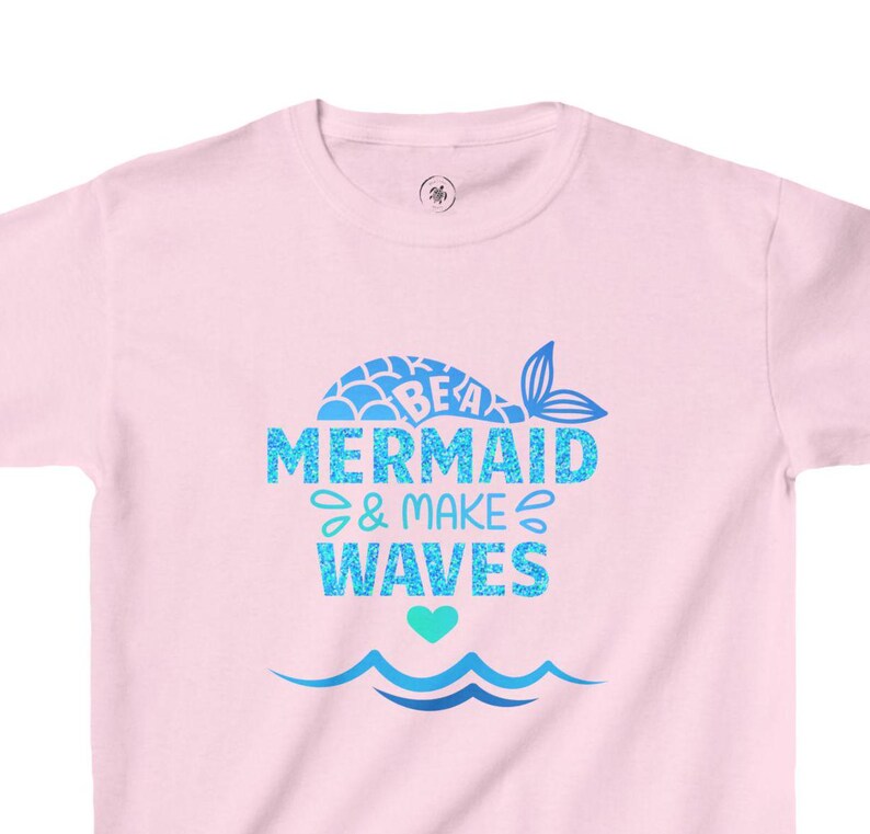 Katoenen zeemeermin-shirt voor kinderen: Be a Mermaid Make Waves afbeelding 4
