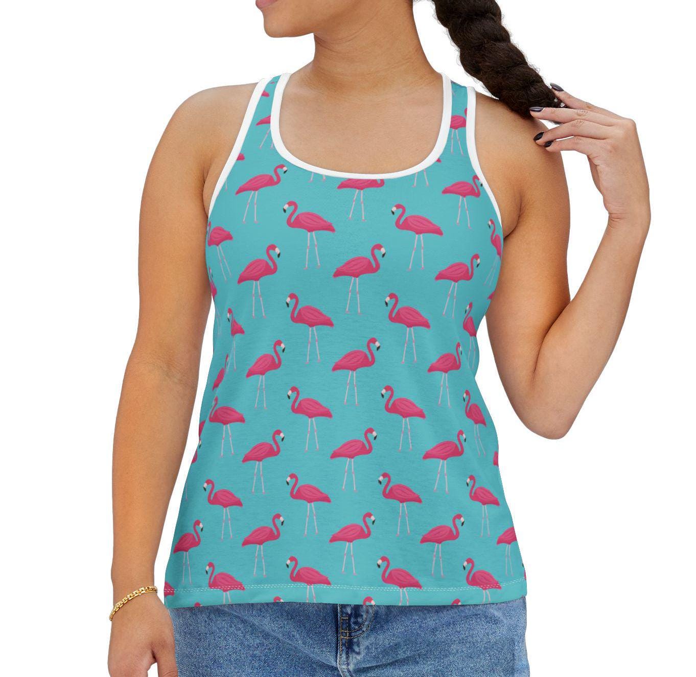 Pink Flamingo Racerback Tank Top: Women's Athletic Wear