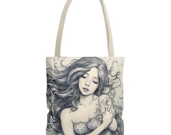 Bolso de mano vintage de sirena, bolso de playa, regalo para amantes del océano, bolso de hombro náutico, bolso de sirena retro, bolso de mano de sirena, regalo para amantes de las sirenas