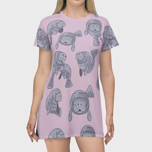 Manatee Print Skater Dress- Sizes S- 5XL Plus Size