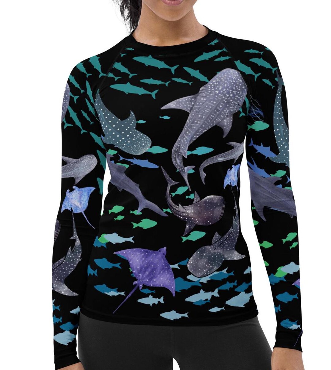 Sea Life Women's Rash Guard: Whale Shark Print, UPF 50+ - Etsy