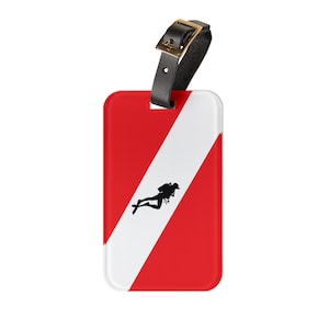 Diver Down Flag Luggage Tag: Personalized Scuba Dive Travel Tag