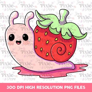 Erdbeer Schnecke Digitale PNG Datei Instant Download Cute Kawaii Hohe Auflösung