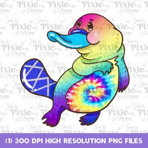 Cute Platypus Tie Dye PNG File Instant Download Cute Kawaii High Resolution