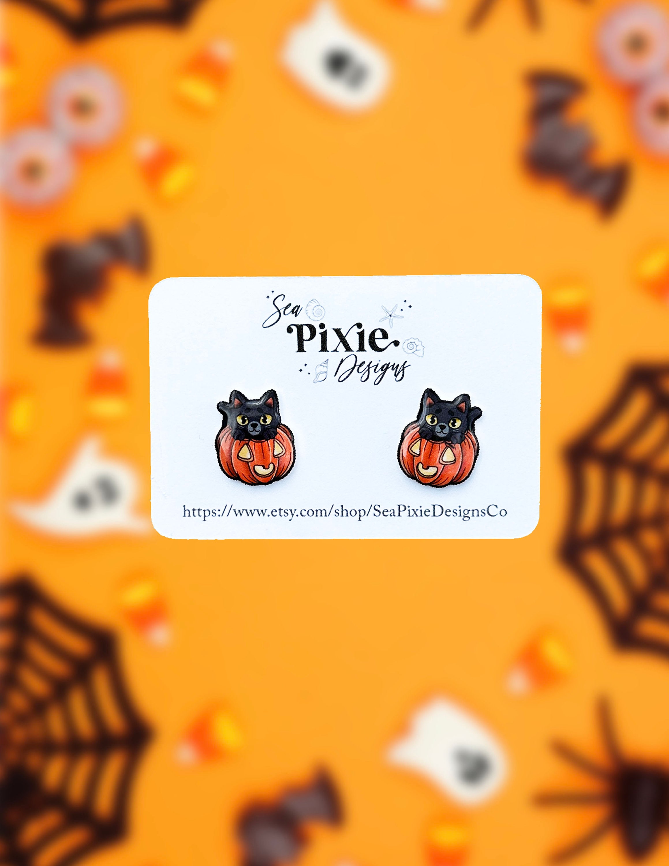 Brincos de plástico retráteis com glitter, acessórios leves e sem níquel, presente assustador e fofo, gato, gatinho, abóbora, jack o'lantern, Halloween