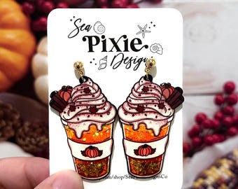 Pumpkin Spice Latte Shrink Plastic Resin Earrings