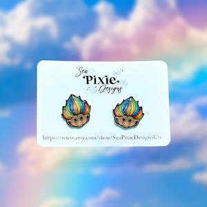 Glitter 90s Treasure Troll Resin & Shrink Plastic Earring Studs