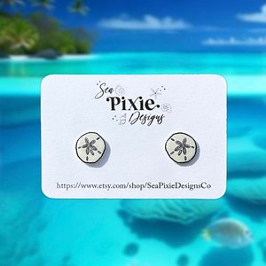 Coastal Sand Dollar Studs Shrink Plastic Resin Earrings, Lightweight, Sea Creature, Underwater Beach, Coastal Tropical Jewelry, Nickel Free