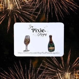 Champagne Celebration Shrink Plastic Earrings Studs