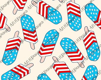 Red white and blue popsicle seamless | Memorial Day | Independence Day | 4th of July seamless | digital download | png file