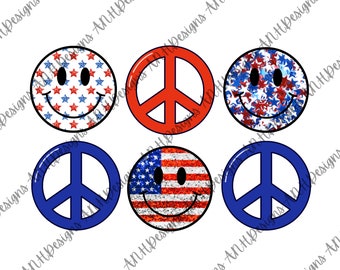 American smiley design | Memorial Day | Independence Day | 4th of July sublimation | retro themed | digital design | png file