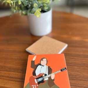 School of Rock Movie Ceramic Coaster w/ Cork Back | Custom Made w/ Minimalist Artwork