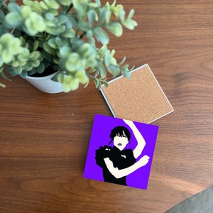 Wednesday Series Ceramic Coaster w/ Cork Back | Custom Made w/ Minimalist Artwork
