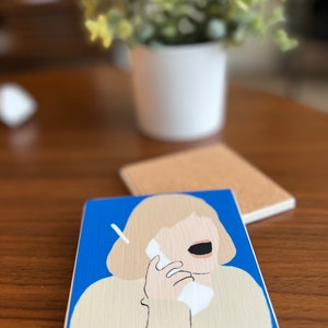 Scream Movie Ceramic Coaster w/ Cork Back | Custom Made w/ Minimalist Artwork