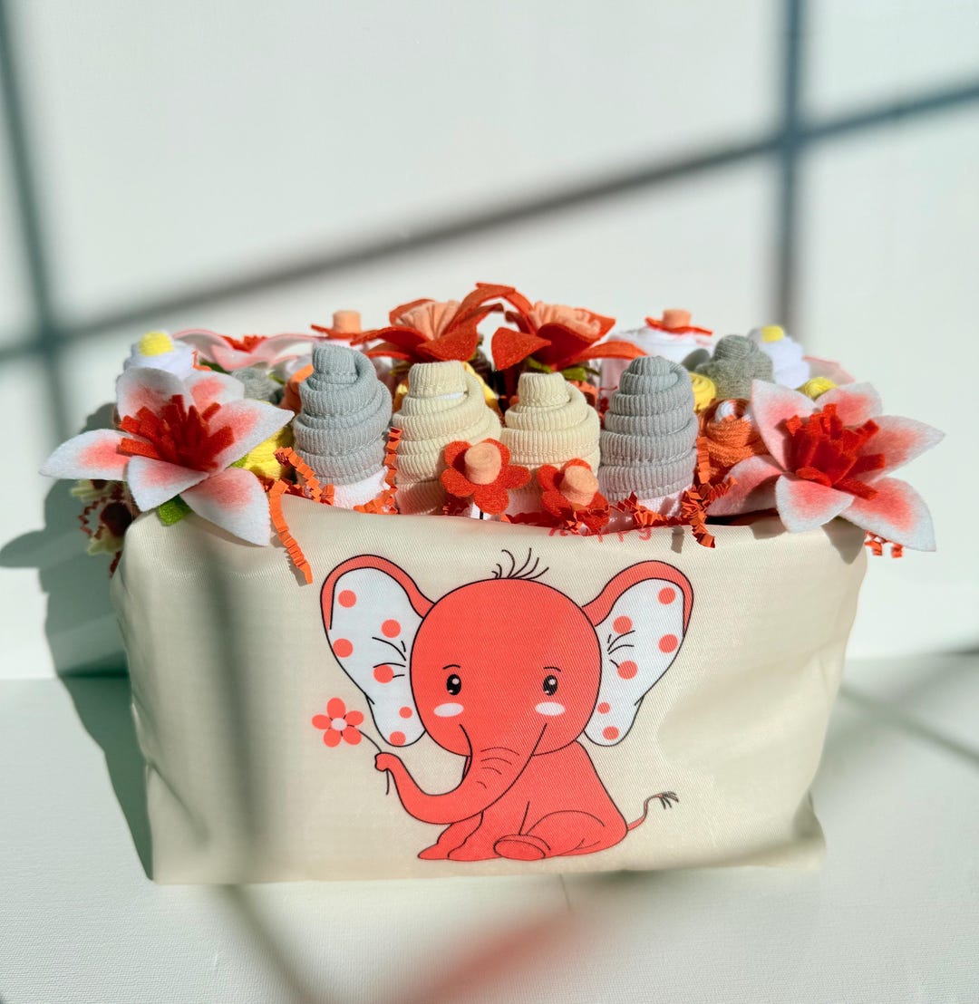 Baby Shower Gift Set, Gender Neutral Baby Layette Gift Set: Elephant ...