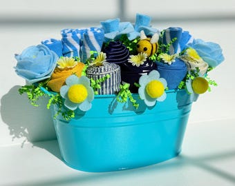 Baby Shower Gift Basket, Baby Clothes Bouquet “Fairy Tale” Collection