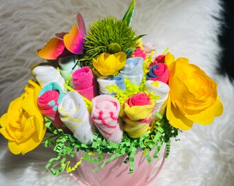 Baby shower gift baby girl socks bouquet baby girl gift