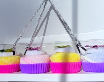 Baby shower gift baby washcloths and socks cupcakes