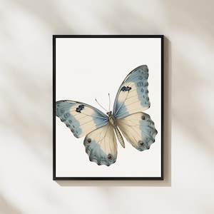 Butterfly Print, Natural Decor, Boho Wall Art, Nursery Decor, Butterfly Printable, Vintage Print, Vintage Butterfly, Blue Butterfly Poster