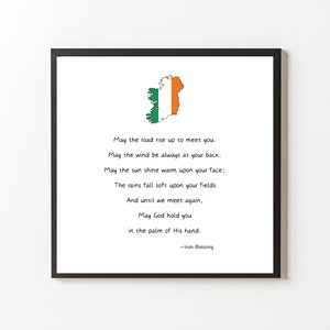 Irish Blessing, May the Road Rise to Meet You, Inspirational Quotes, Irish Gift Ideas,  Irish Poem, St. Patrick&#39;s Day Print, Ireland Flag
