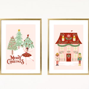 Nutcracker Wall Art Ballet Pink Set of 2 | Nutcracker Prints | Ballet Christmas Art | Instant Download
