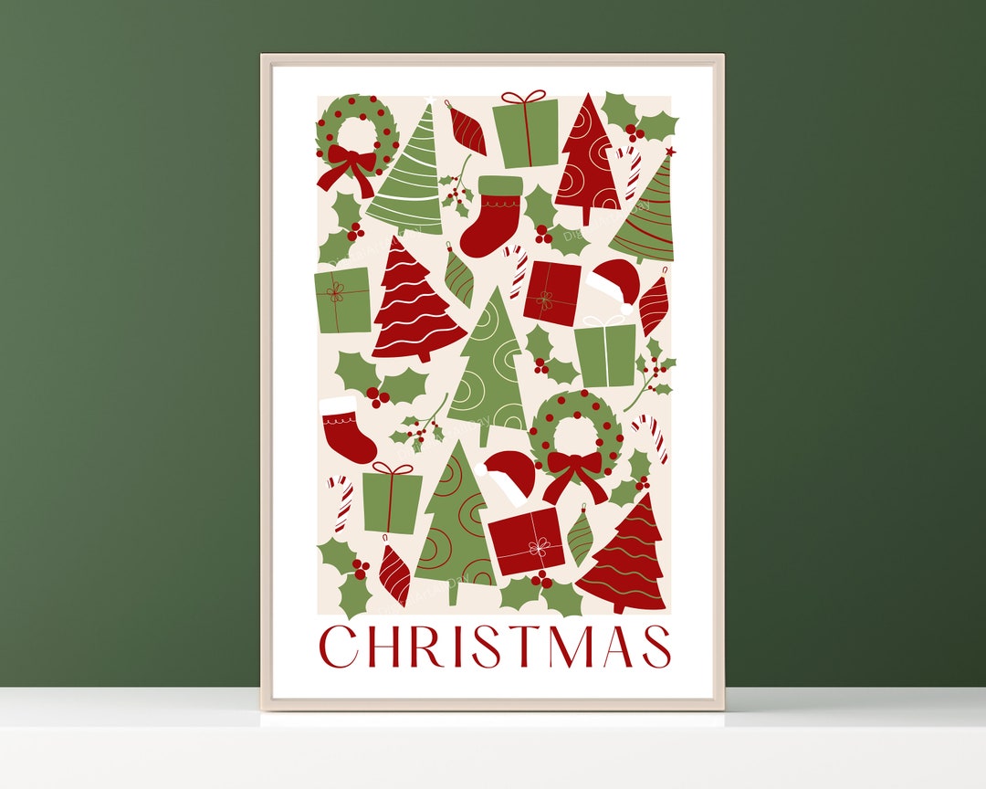 Modern Christmas Wall Art Christmas Poster Christmas Print Etsy
